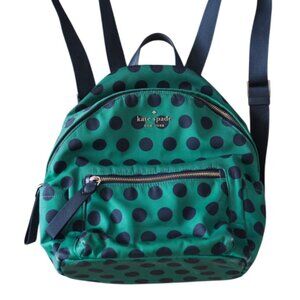 Kate Spade Green And Blue Polka Dot Medium Sized Backpack